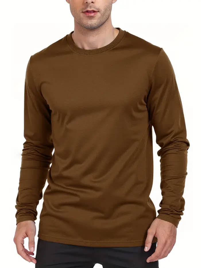 Printemps automne hommes T-shirts à manches longues décontracté hauts couleur unie haute qualité homme T-Shirt classique
