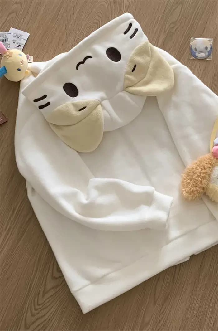 Masyumaro moelleux Fuwa Nyanko chat sweat à capuche zippé polaire vêtements d'extérieur hauts Anime mignon Kawaii hiver