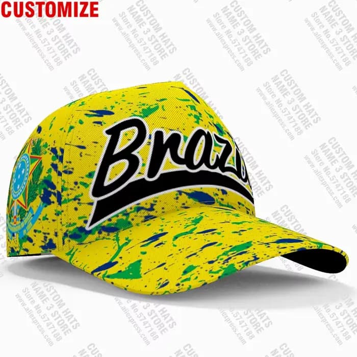 Brésil casquette de baseball gratuit 3d sur mesure nom numéro équipe logo Br br bricolage chapeau soutien-gorge pays