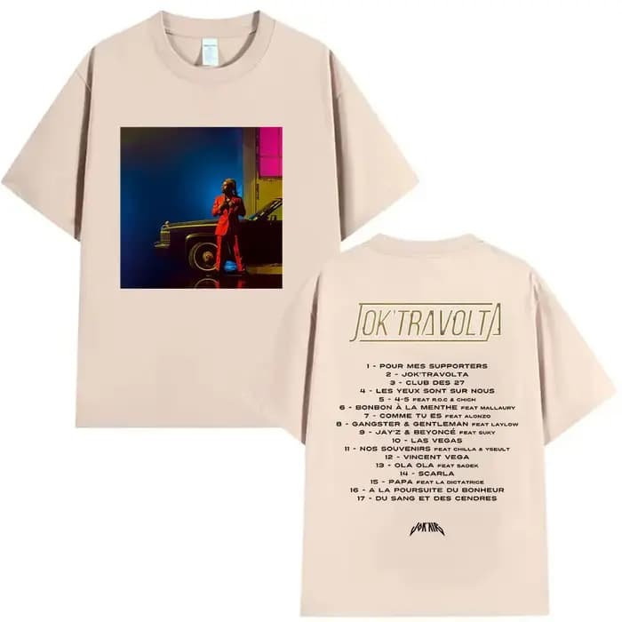 Rappeur Jokair Jok Travolta Tour 2025 t-shirts graphiques hommes Vintage surdimensionné coton T-shirt homme mode Hip