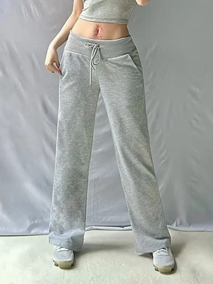 Pantalon droit femmes Streetwear solide Joggers