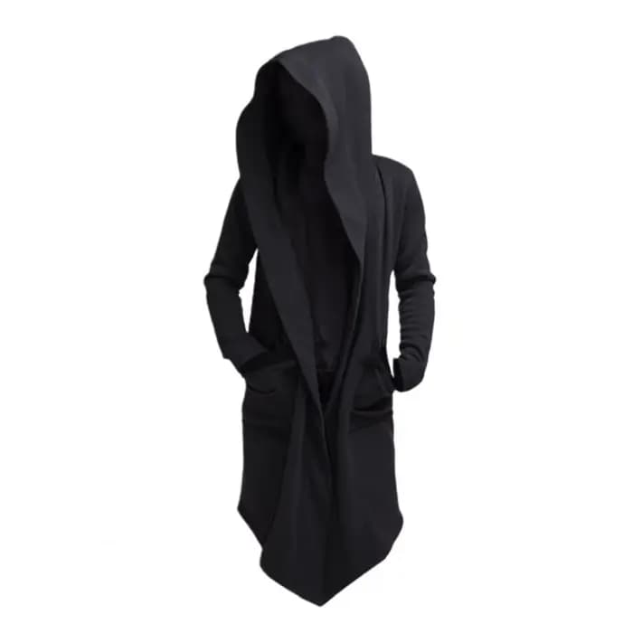 Hommes manteau gothique sweats à capuche robe noire Hip Hop