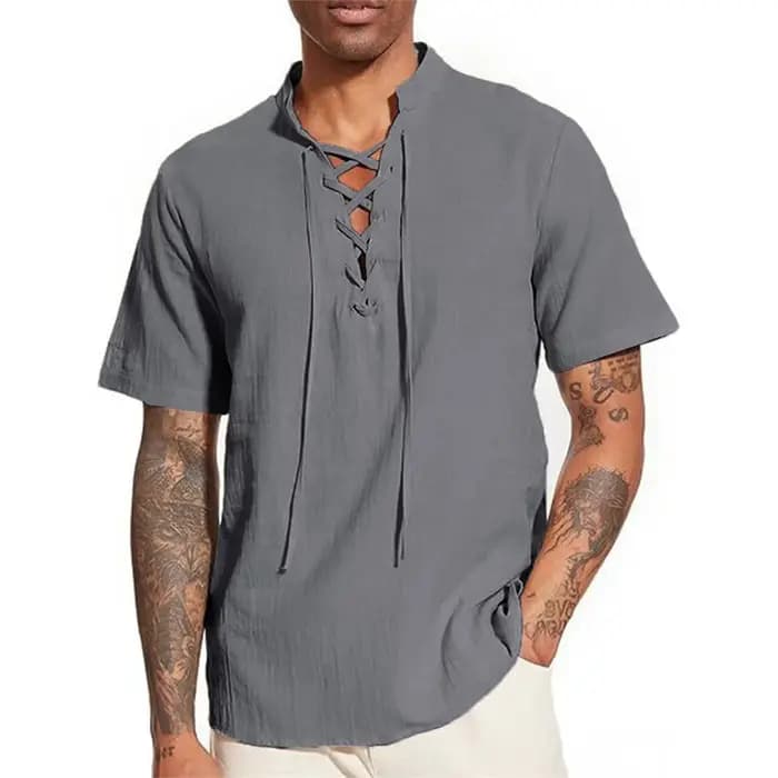 T-shirt Vintage à col en v pour hommes