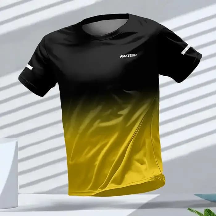 T-shirt pour hommes Sports de plein air T-shirts de course motif dégradé imprimé