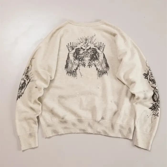 Yao mode Saint de Michael Graffiti imprimé pull de luxe Streetwear surdimensionné Y2k haute qualité