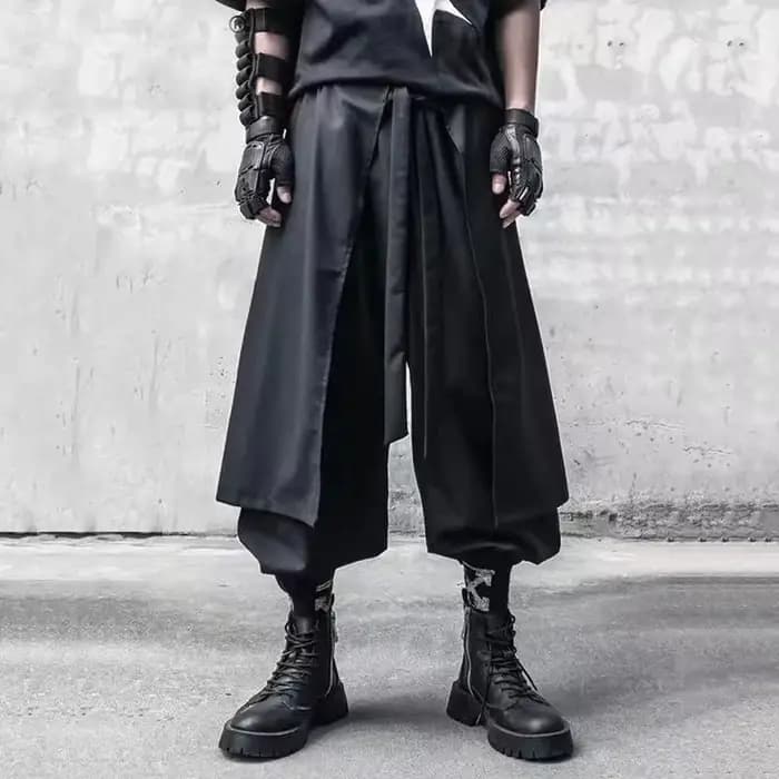 ARENS été fonctionnel cheville pantalon hommes Style foncé faux deux pièces Patchwork conception taille élastique