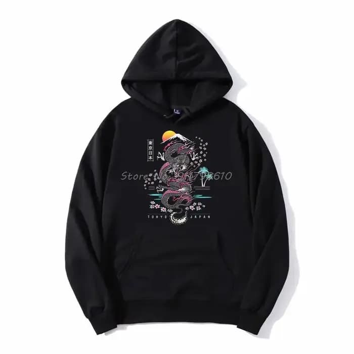 Sweat à capuche Tokyo japon Dragon fleurs de cerisier Culture japonaise hommes sweat à capuche polai