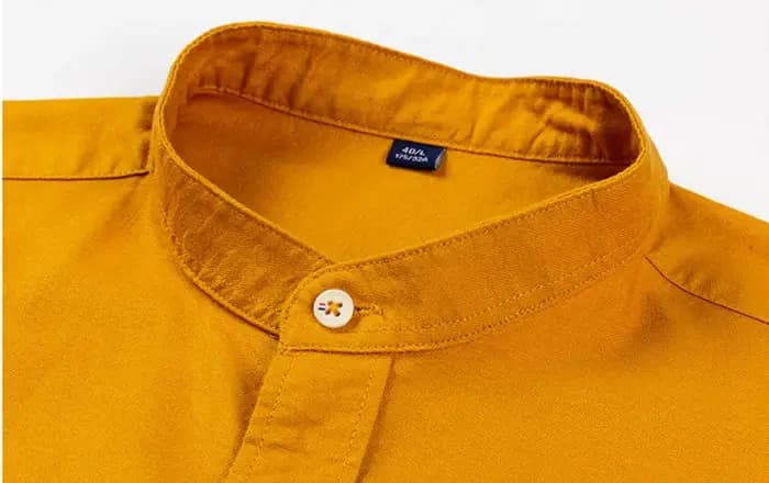 Col montant ou col rabattu tout coton chemise à manches longues pour hommes