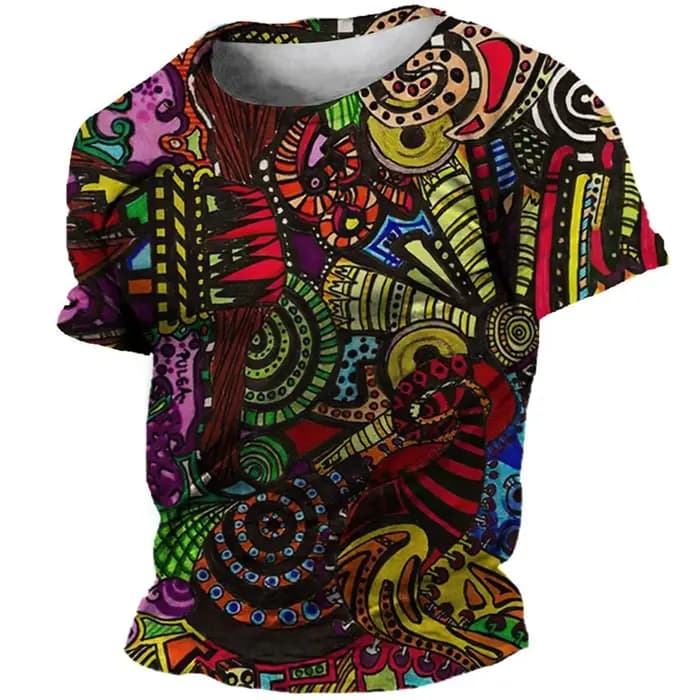 T-shirts graphiques Graffiti colorés mode d'été à manches courtes Hip Hop 3D imprimé T-shirts décont