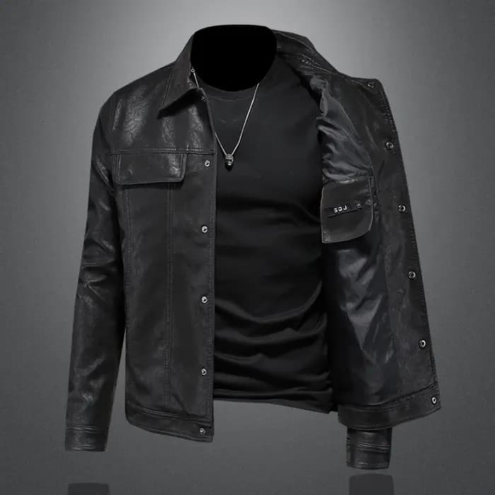 Beau manteau en cuir de moto pour hommes avec document solide Revers Mince mn M-4XL homme 2024 Autom