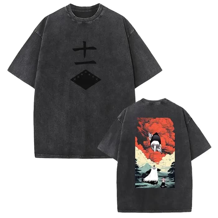 Zaraki Kenpachi eau de javel Anime vêtements hommes femmes surdimensionné T-shirts à manches courtes lavé t-shirt rétro