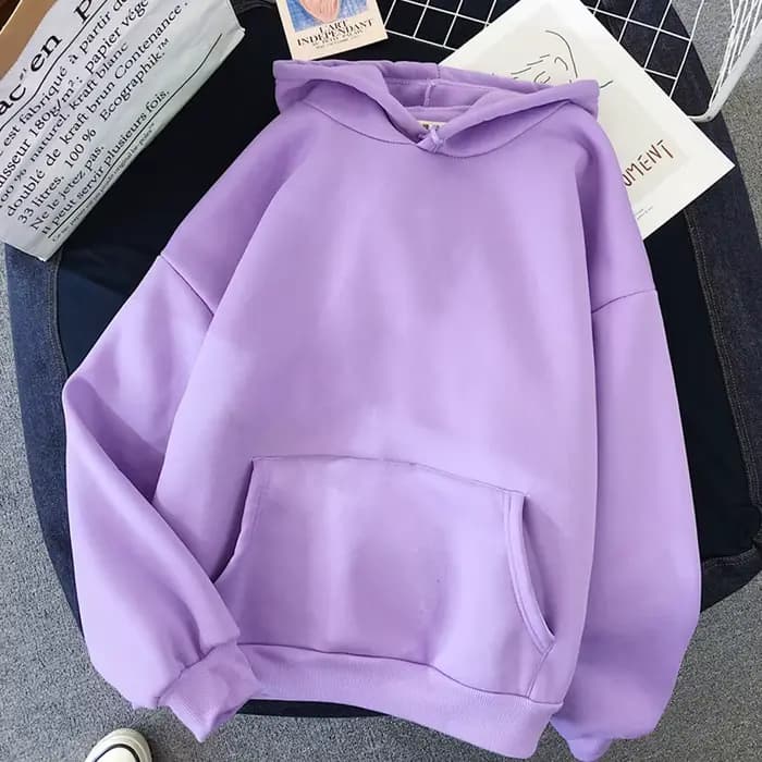  Sweat à capuche surdimensionné unisexe, minimaliste, couleur unie, pull français pour femmes, St