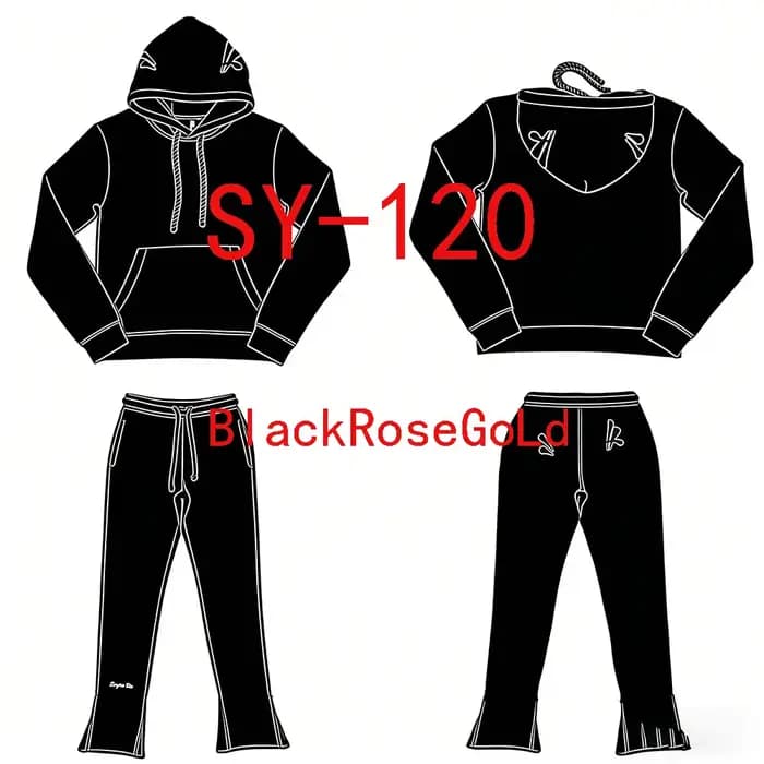 SY-120 Jogging Streetwear sweats à capuche pantalon ensemble survêtement hommes vêtements or Rose bo