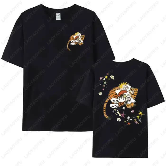 Drôle Calvin et Hobbes T-shirt graphique coton pour hommes femmes tenue décontracté nostalgie vieille école Style dessin animé t-shirts Camisetas