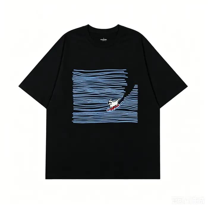 T-shirt artistique à manches courtes bleu pour hommes et femmes