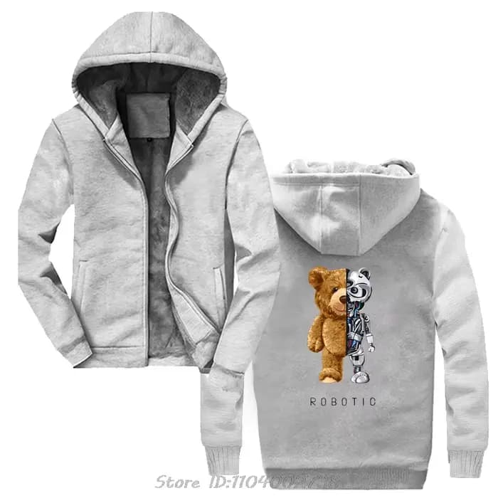 Sweat à capuche zippé ours en peluche pour hommes