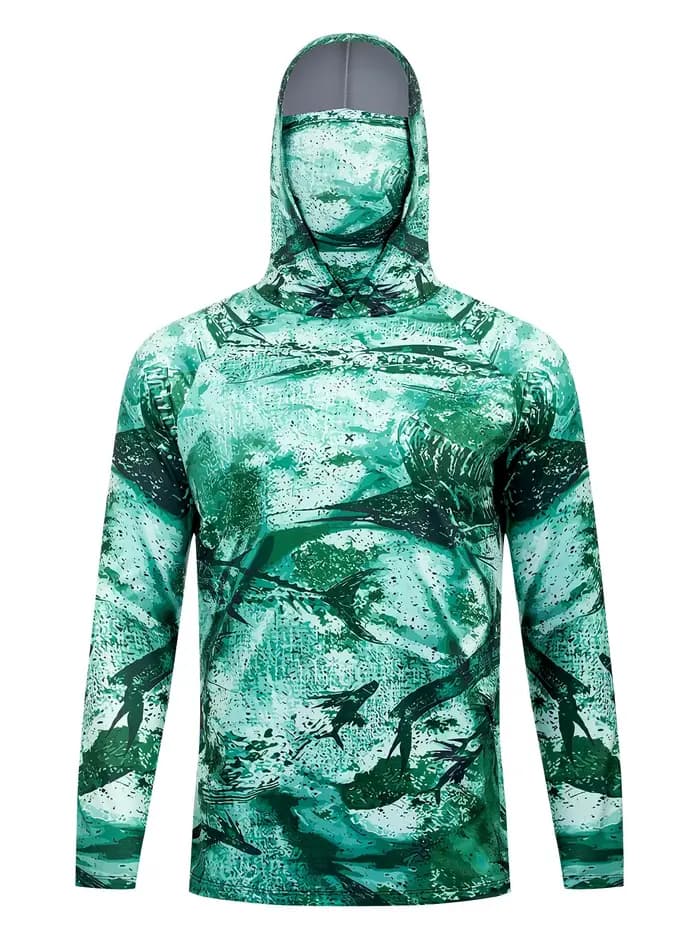 Maillots de pêche à capuche UPF 50+ en jersey anti-UV, légers, respirants, séchage rapide, pour l'ét