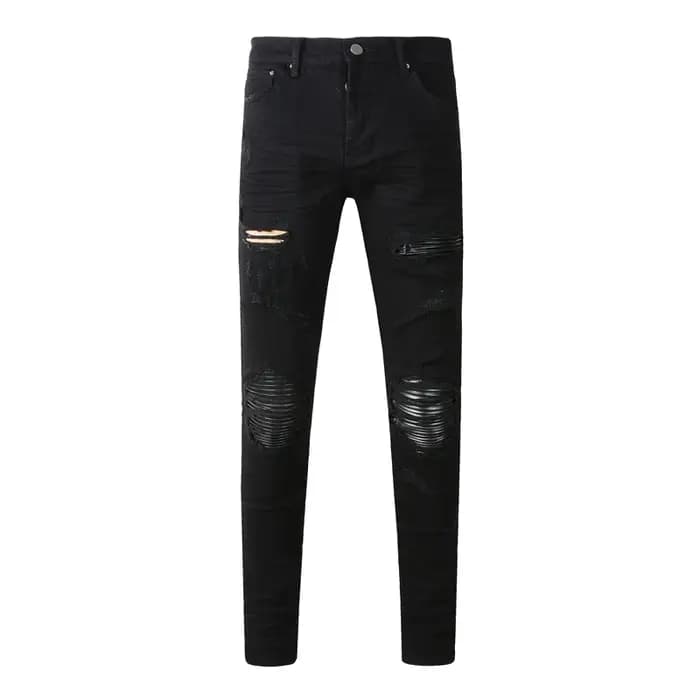 Y2Kfashion nouveau jean de haute qualité avec patchs rouges plissés