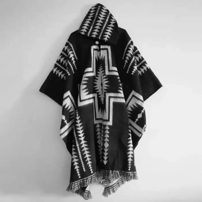 Mode hommes Poncho châle tricot rétro motif ethnique impression automne hiver coupe-vent femmes à ca