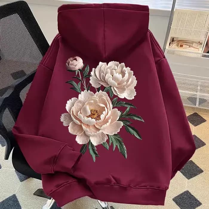 Sweat à capuche en polaire imprimé graphique Spring Rose pour homme