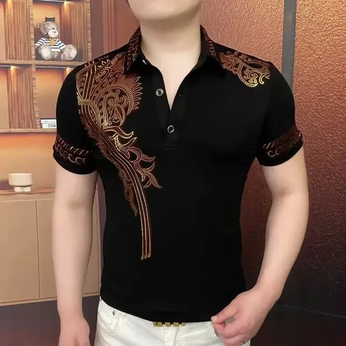 Luxe Laser imprimé T-shirt hommes été à manches courtes polos décontractés mode affaires Social Street Wear POLO t-shirts M-5XL