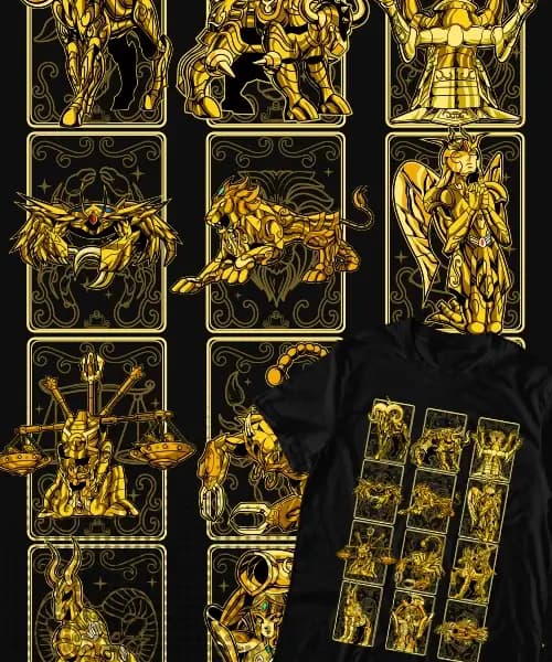 T-shirt pour Anime Caballeros de Zodiaco Doce Armaduras Doradas