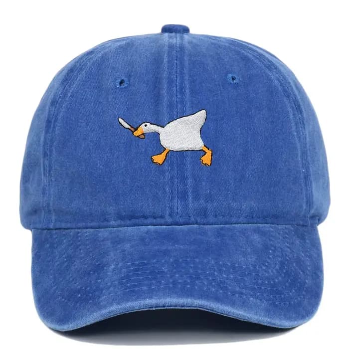 Casquette de baseball unisexe brodée motif oie blanche