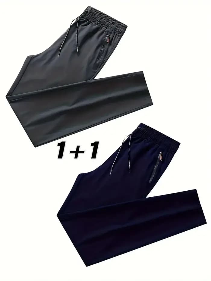 2 pièces hommes pantalons décontractés Stretch taille élastique survêtement coréen classique bleu no