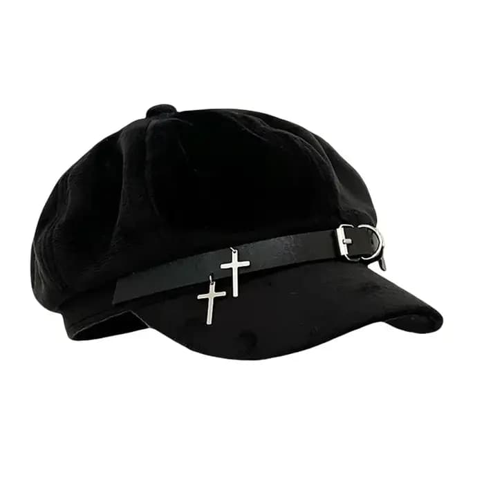 Harajuku bérets casquettes gothique Lolita chapeau femmes hommes Punk Biker Style béret casquette en