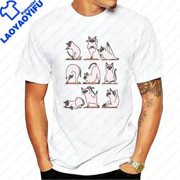 T-shirt imprimé chat siamois pour femmes et hommes