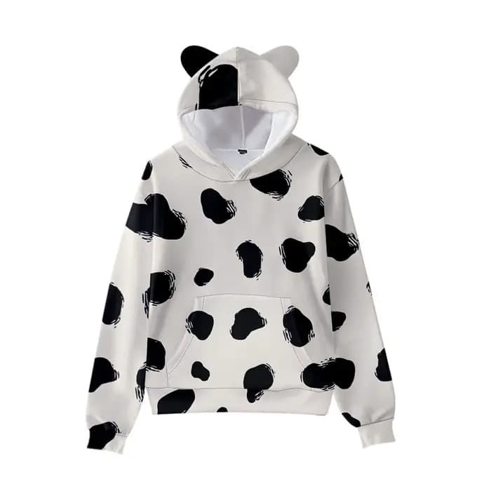 Sweat à capuche imprimé vache pour femmes