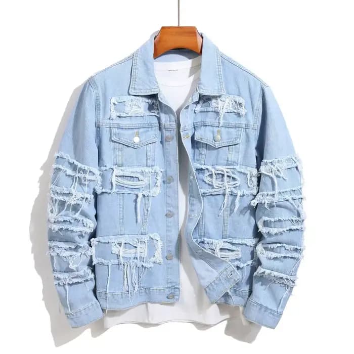 Veste en jean déchirée pour hommes