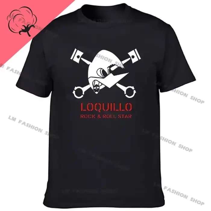 Coton haut d'été t-shirts homme drôle T-shirt Camiseta Loquillo Y Los Trogloditas Negra cadeaux de noël