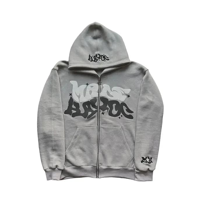 Sweat à capuche zippé avec lettres de style américain rétro