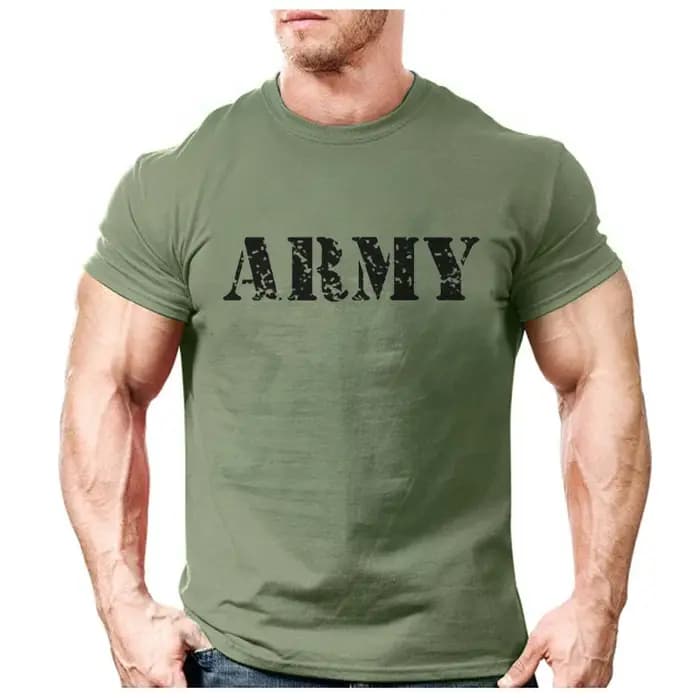 2021 Mode ARMY Lettre Logo Imprimé T-Shirt homme Décontracté Couleur Unie Exercice Vêtements De Sport T-Shirt À La Mode Mâle Rétro T-Shirt