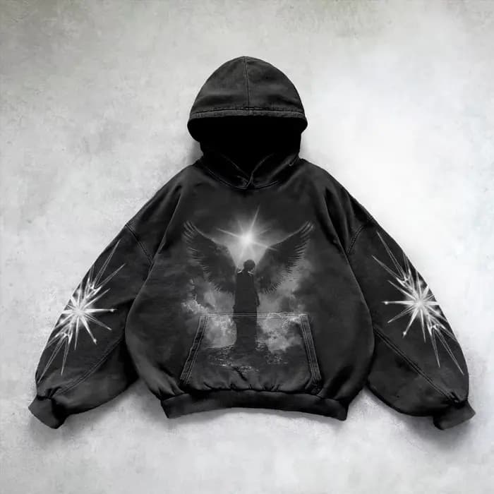 Sweat-shirt à capuche oversize Harajuku Y2K motif ange pour femme, streetwear gothique, survêtement