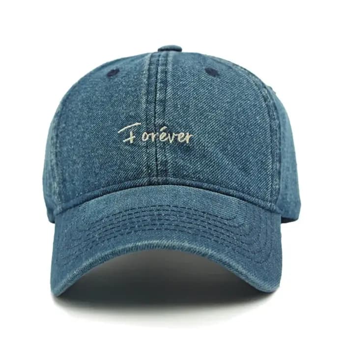 Casquette Snapback Printemps-Été en Denim Lavable Brodé pour Hommes et Femmes