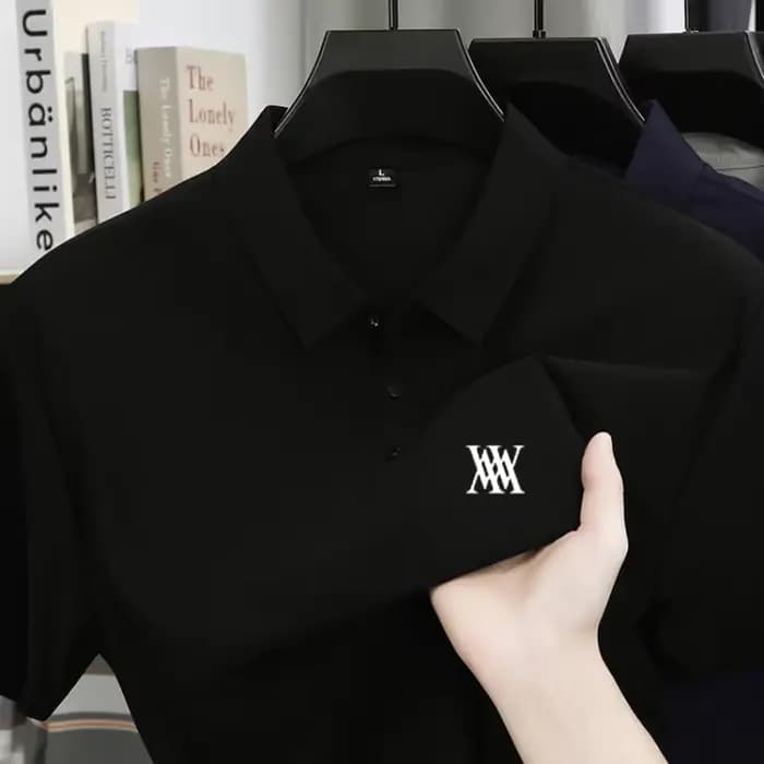 Polo imprimé en soie glacée à manches courtes pour homme, haut de gamme, tendance, nouvelle collecti