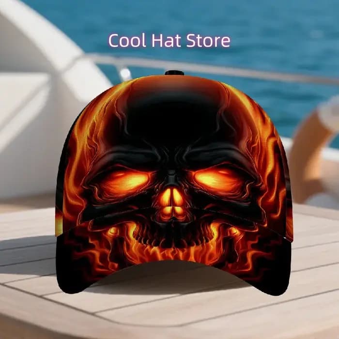 Casquette de baseball réglable avec imprimé crâne Hellfire pour hommes