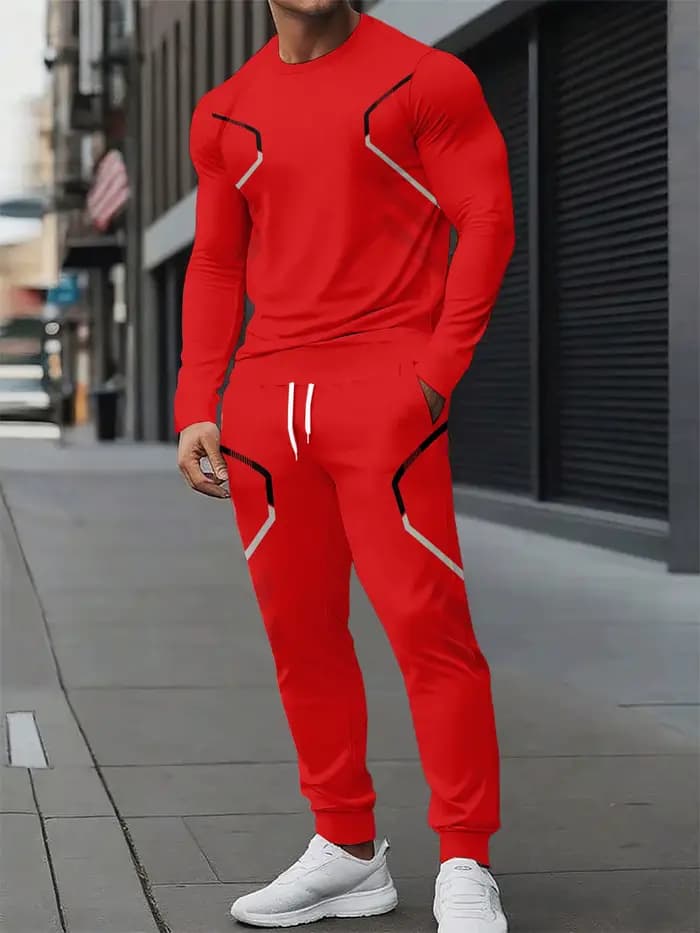 Le nouveau ensemble de sweat-shirt à col rond pour hommes pour le printemps et l'automne 2025 présente une mode de rue et un confort avec une impression de motifs 3D