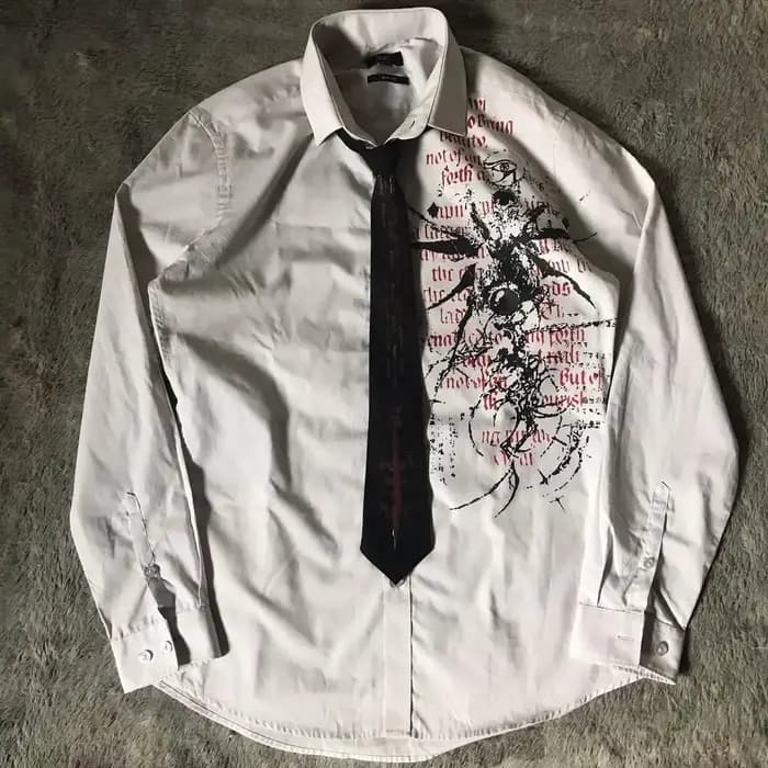 Y2K Style gothique manches longues chemise Affliction Harajuku rétro col en v chemise hommes crâne é