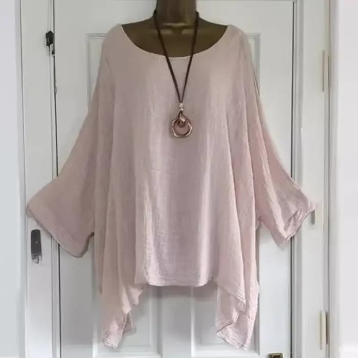 T-Shirt en Lin à Col Rond pour Femme