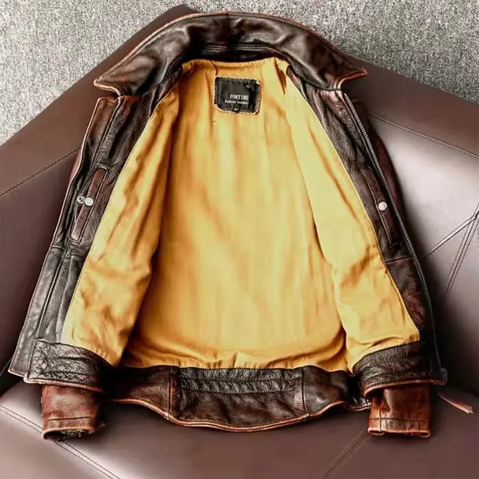 Veste en cuir à queue d'hirondelle pour hommes