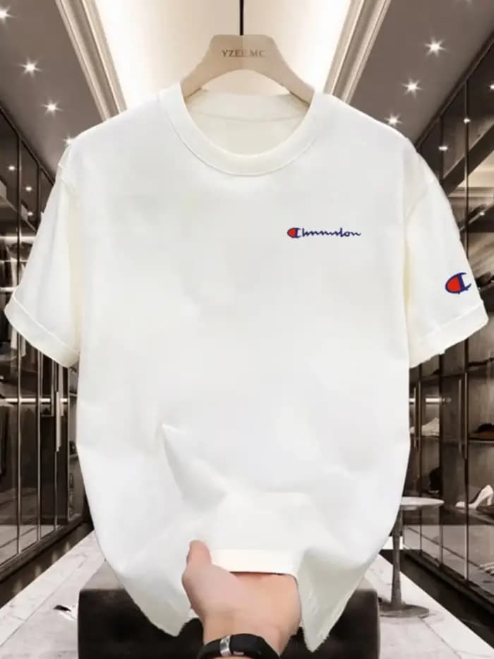 T-shirt d'été en coton pur haut de gamme, style coréen, décontracté et polyvalent, col rond, manches