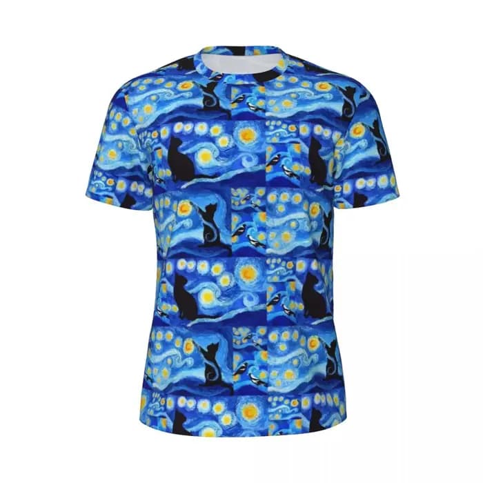 Vêtements de sport T-Shirt pour hommes mignon chat noir T-Shirts Hippie Meow imprimé Animal