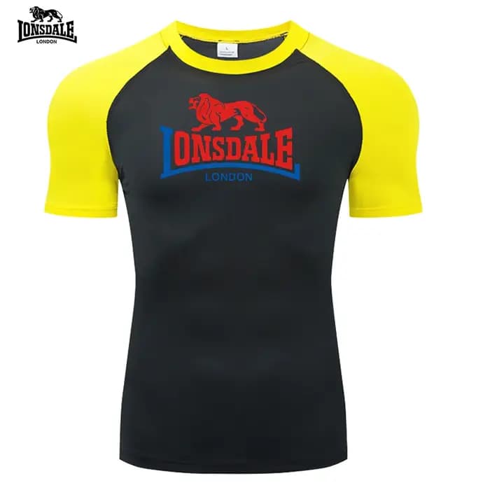 LONSDALE haut de course deux tons hommes T-shirts imprimés sous-vêtements de sport serrés séchage rapide T-shirt