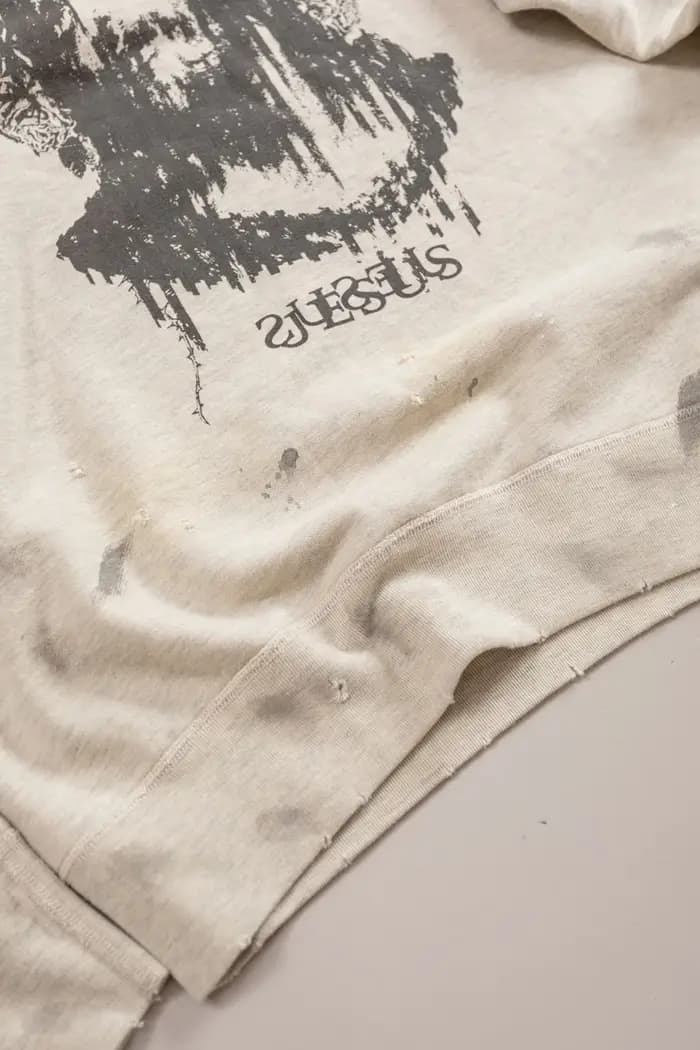 SAINT Vintage pull éclaboussé d'encre Graffiti Destruction col rond à capuche automne hiver hommes f
