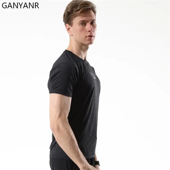 GANYANR course t-shirt gymnastique Sport Fitness Crossfit coupe sèche homme formation Football maillots entraînement musculation vêtements t-shirts rapide