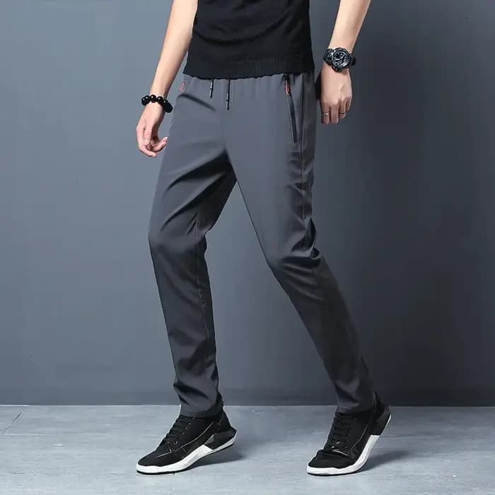 Pantalon décontracté homme Stretch coupe ajustée taille élastique survêtement coréen classique bleu noir gris