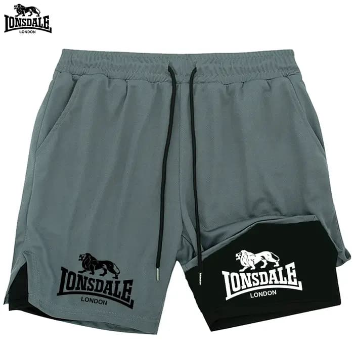 LONSDALE short de Fitness imprimé motif pour hommes Double couche 2 en 1 séchage rapide